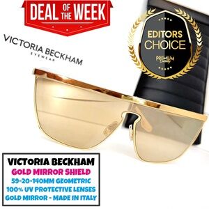 BNWBOX Victoria Beckham Gold Mirror Shield Sunglasses GOLD